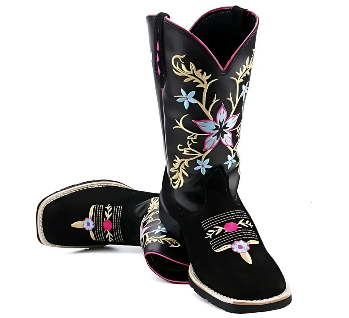 Bota-Salto-Baixo-Bico-Fino-Texana-Country-Feminina