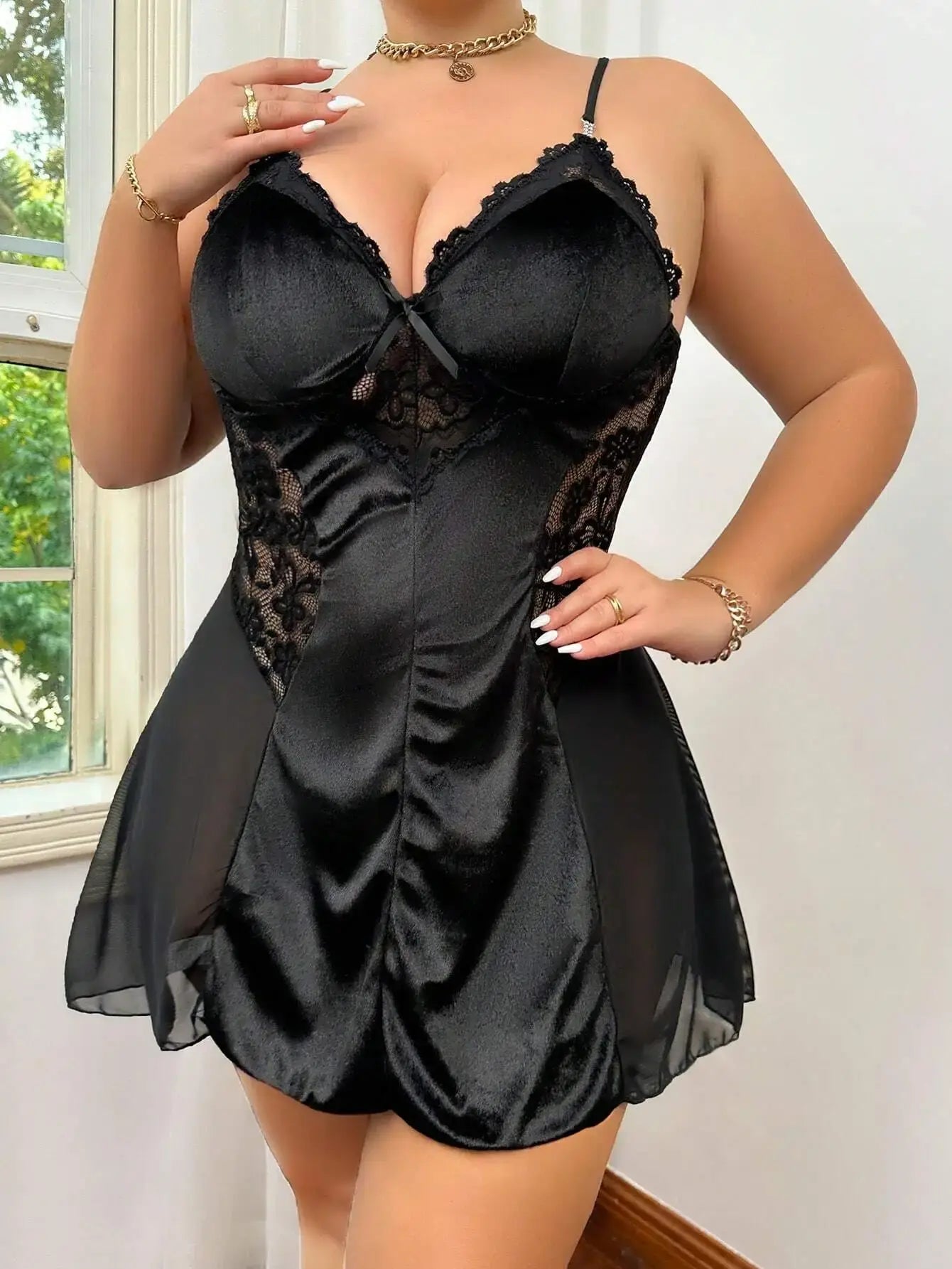 Camisola Plus Size Feminina Preta