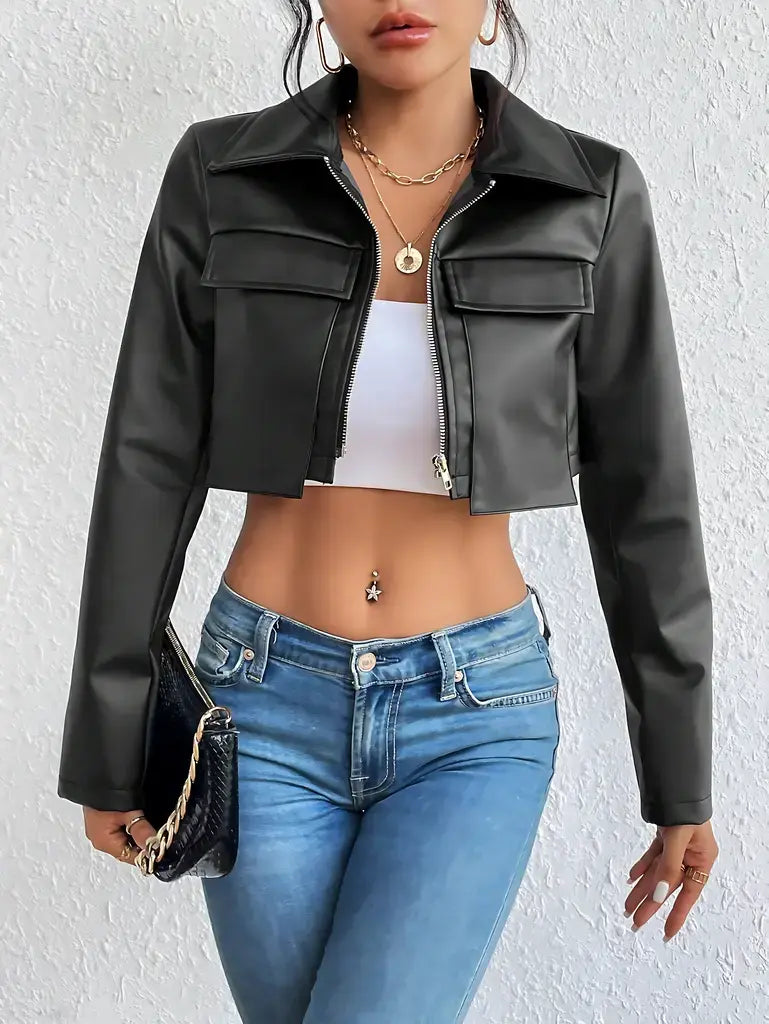 Jaqueta de deals couro cropped