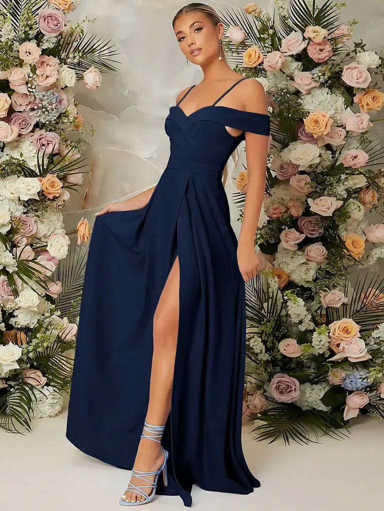 Vestido de Festa Longo Azul Marinho