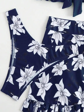 Calcinha Cintura Alta Com Saia Floral